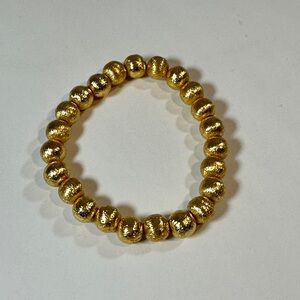 Brushed Gold Bead Stretch Bracelet | 6mm Round Beads | Stackable